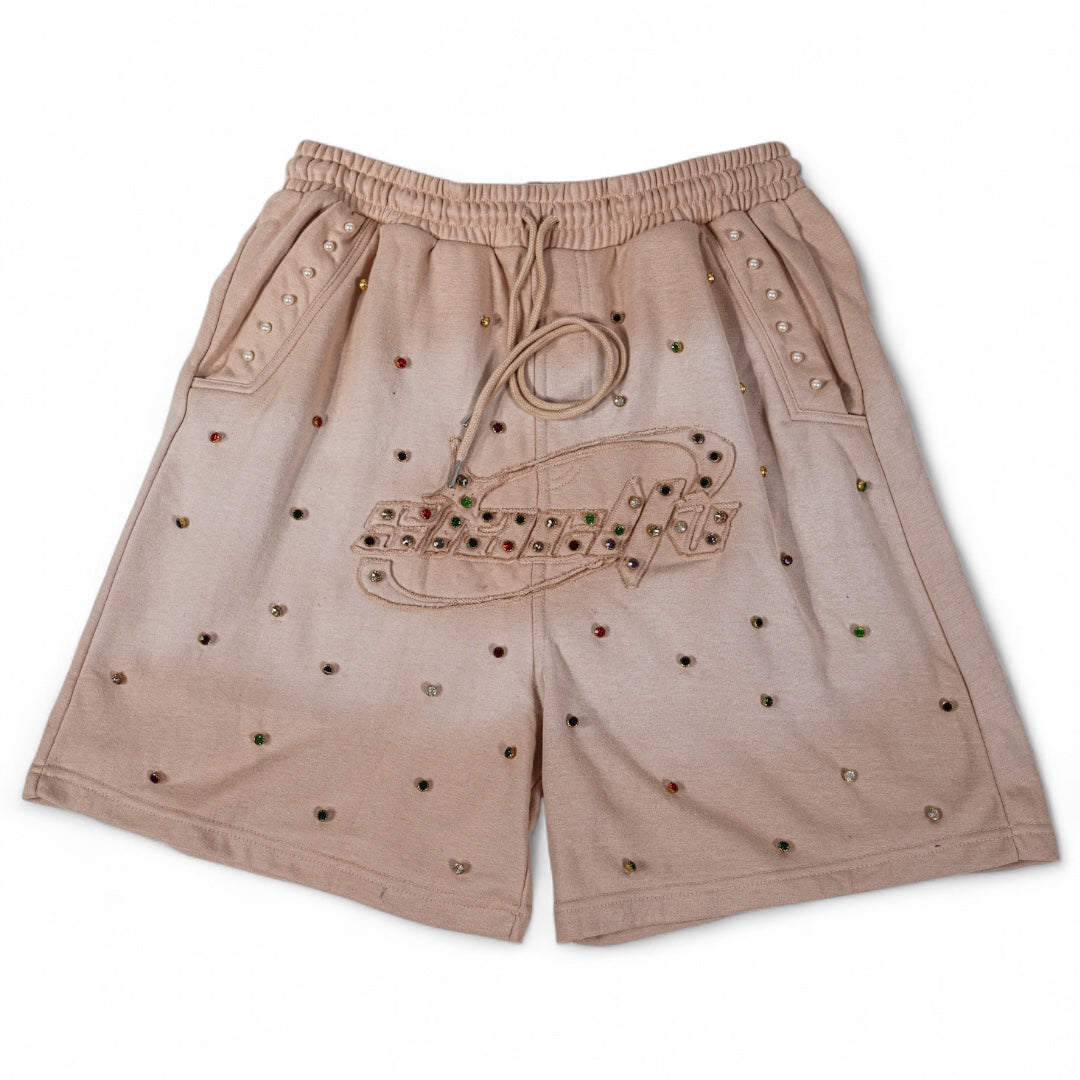 STAR-STUDDED SHORTS (TAN)
