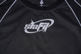 SIA-FIT “BLACK/REFLECTIVE MESH WORKOUT SHRIT