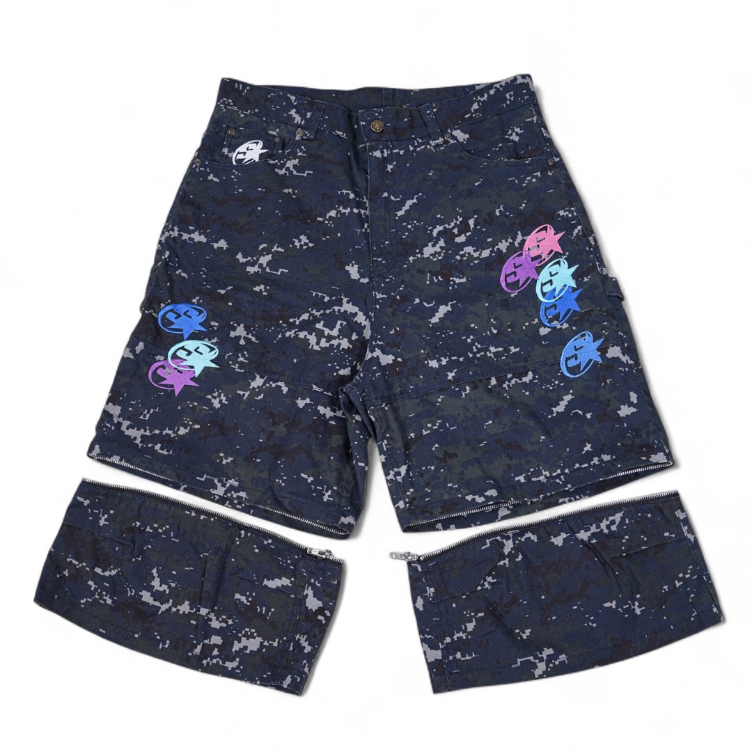 “NAVY” DIGITAL CAMO RIPSTOP CONVERTIBLE SHORTS (BACK2SCHOOL)