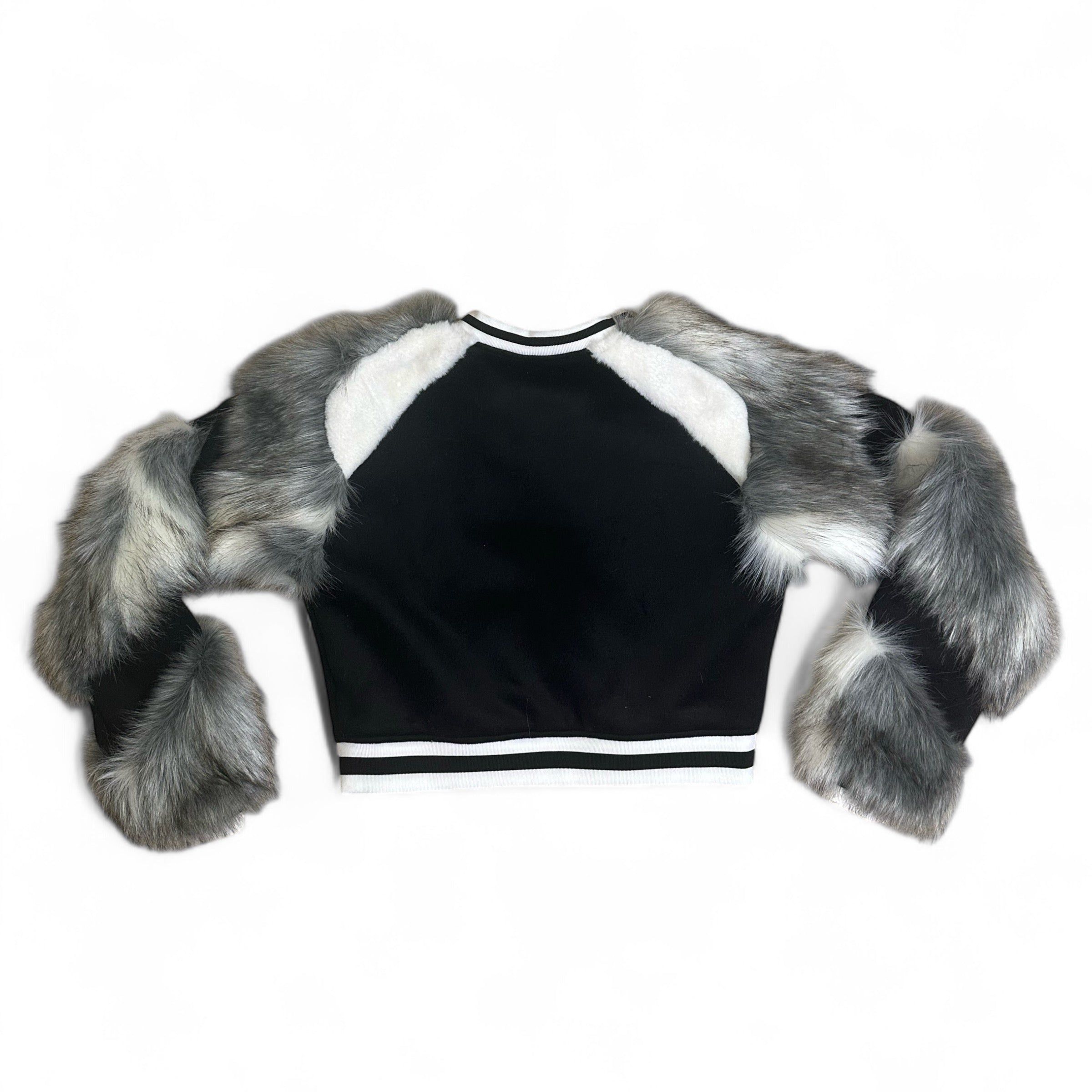 SIA HER CROPPED FUR VARSITY JACKET