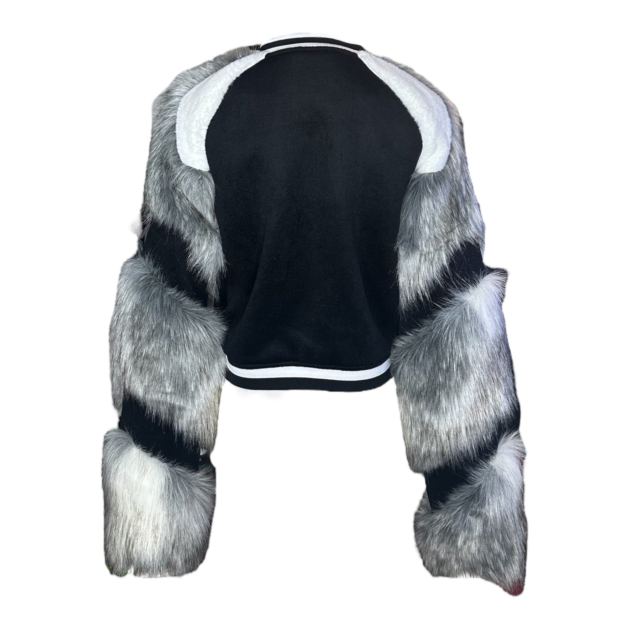 SIA HER CROPPED FUR VARSITY JACKET