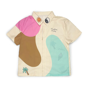 
                  
                    Load image into Gallery viewer, VACATION MODE &amp;quot;CREME&amp;quot; ZIP UP COLLAR SHIRT
                  
                