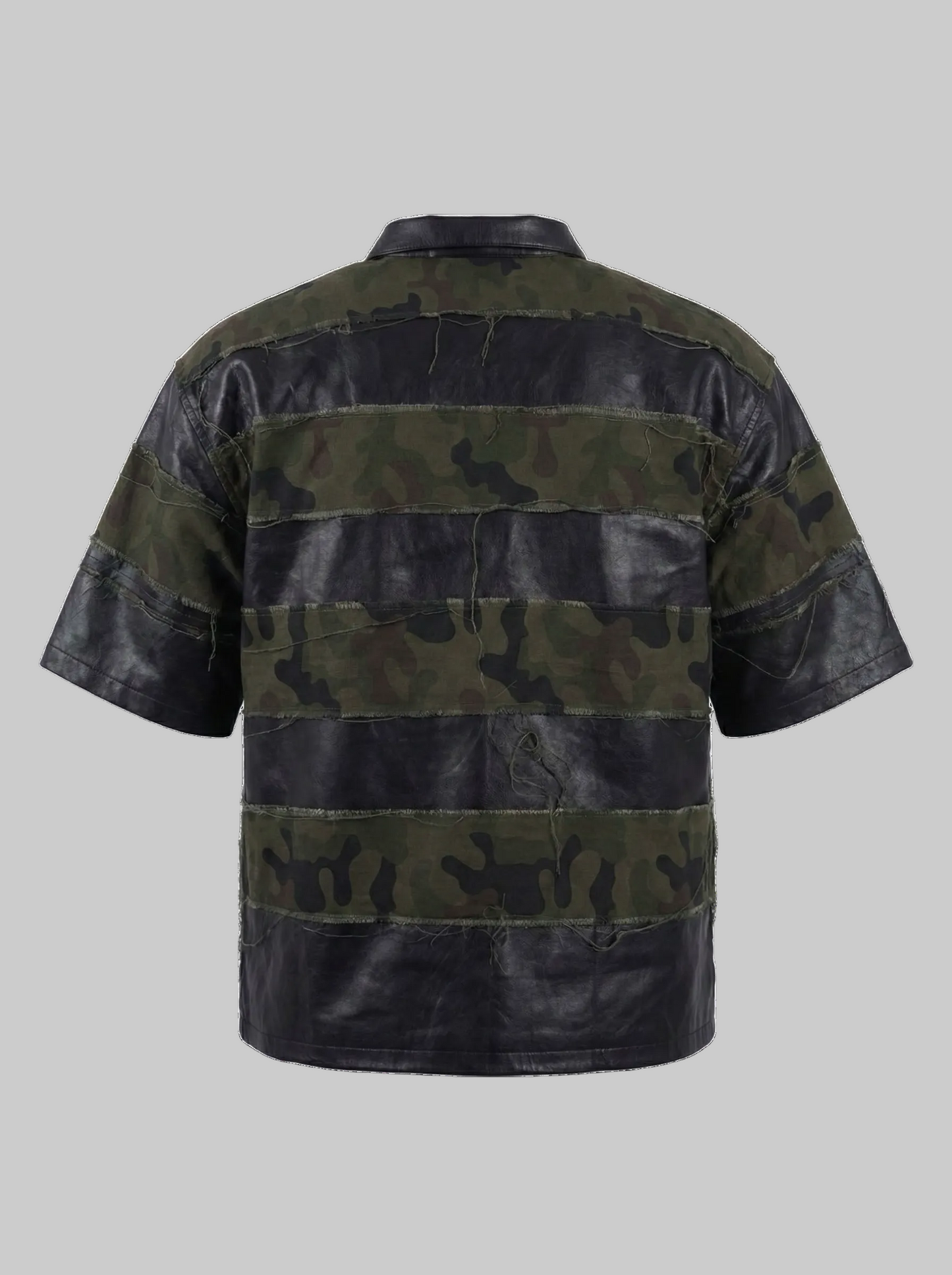 Leather Drop Shoulder Camo Polo (Purple)