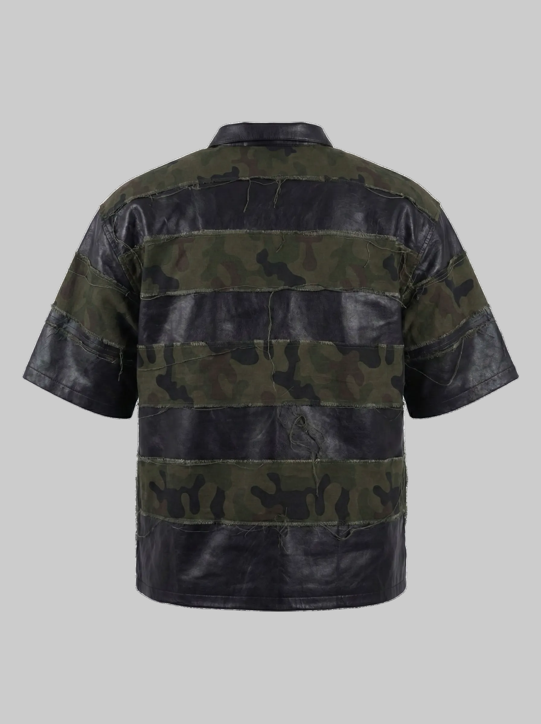 Leather Drop Shoulder Camo Polo (Purple)