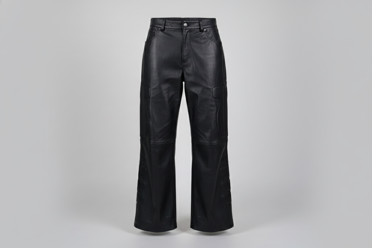 LEATHER MOTO PADDED PANTS (BLACK)