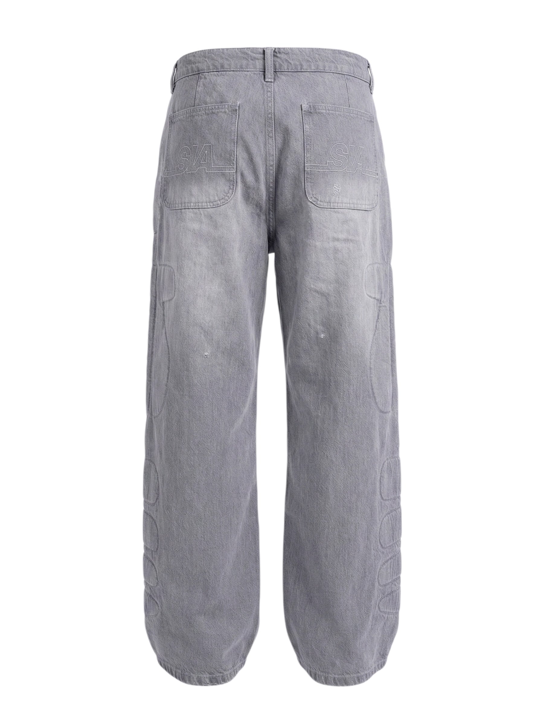 MOTO DENIM PADDED PANTS (GREY)
