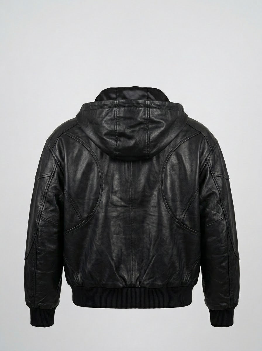 ALIEN LEATHER HOODIE (ALLBLACK)