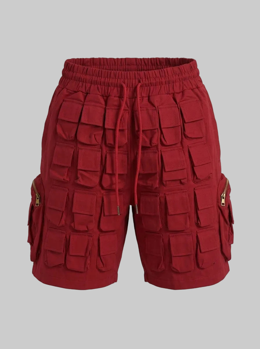 Multi-Pocket Shorts (RED WINE)