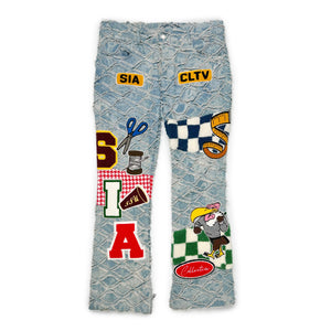 
                  
                    Load image into Gallery viewer, SIA VARSITY &amp;quot;PATCH WORK&amp;quot; DENIM
                  
                
