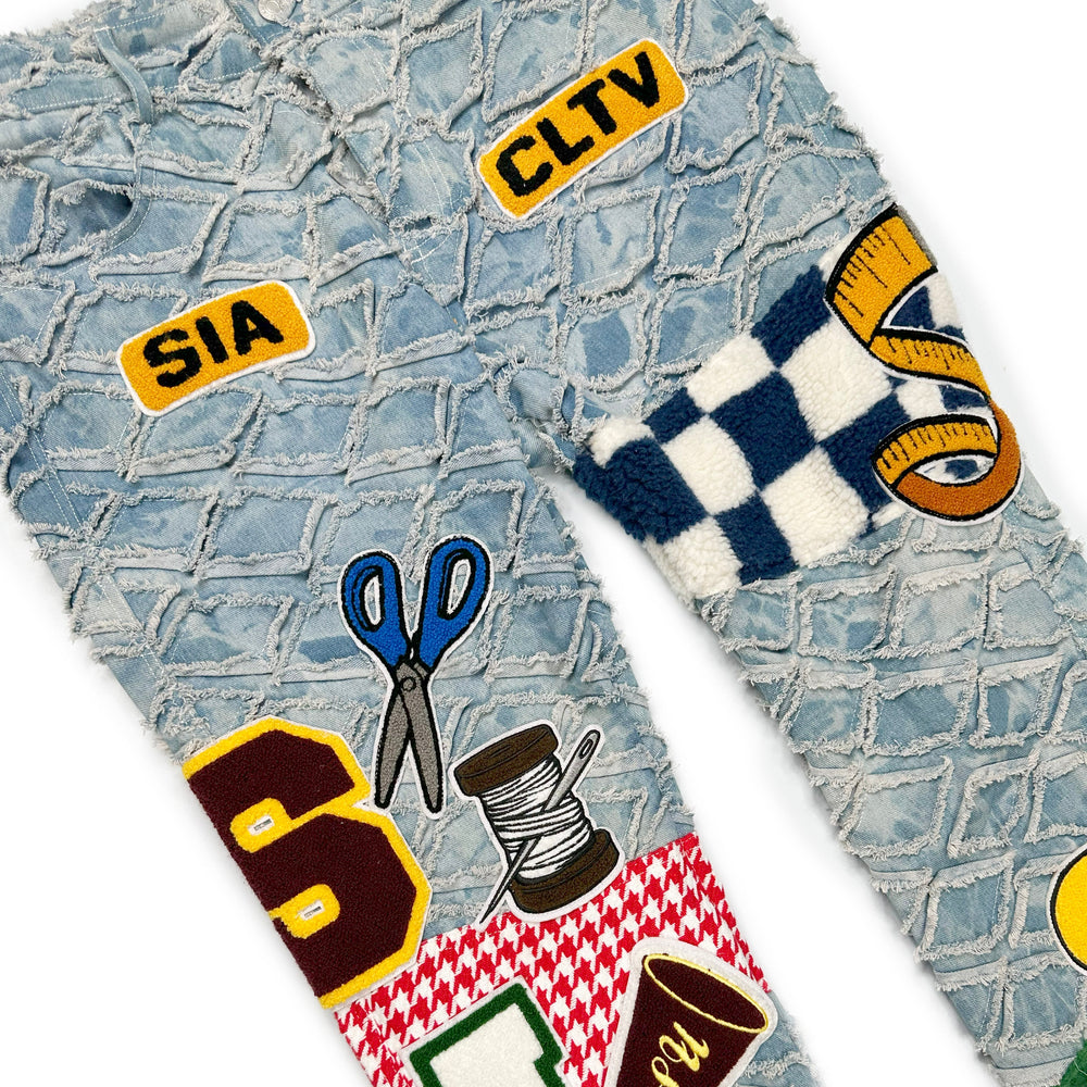 
                  
                    Load image into Gallery viewer, SIA VARSITY &amp;quot;PATCH WORK&amp;quot; DENIM
                  
                