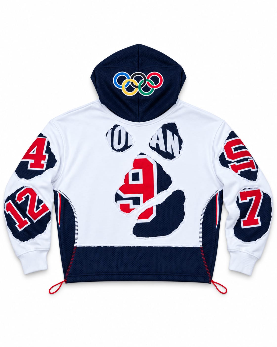 (PREORDER!!!!!) HANDMADE UPCYCLE HOODIE - DREAM TEAM (WHITE)