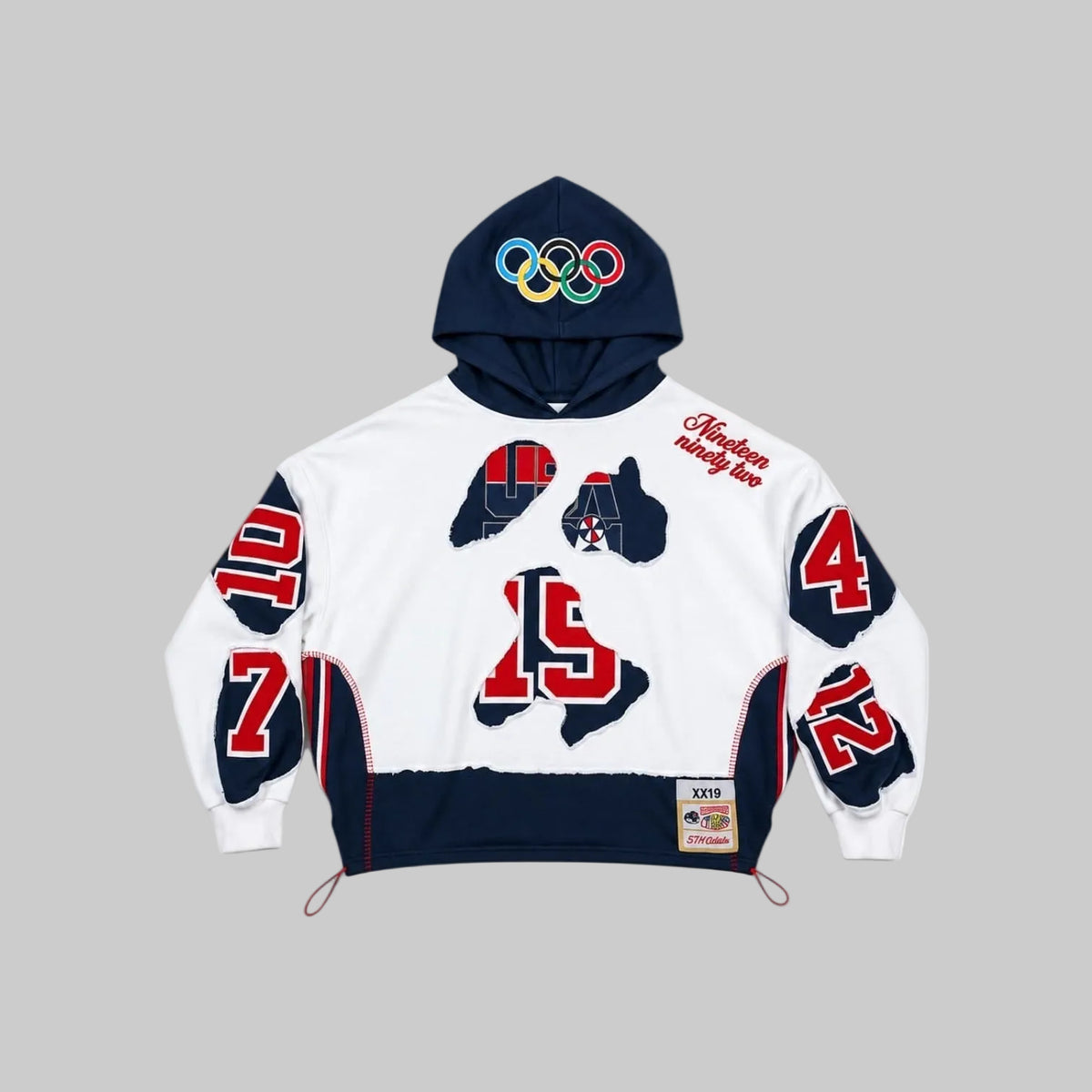 (PREORDER!!!!!) HANDMADE UPCYCLE HOODIE - DREAM TEAM (WHITE)