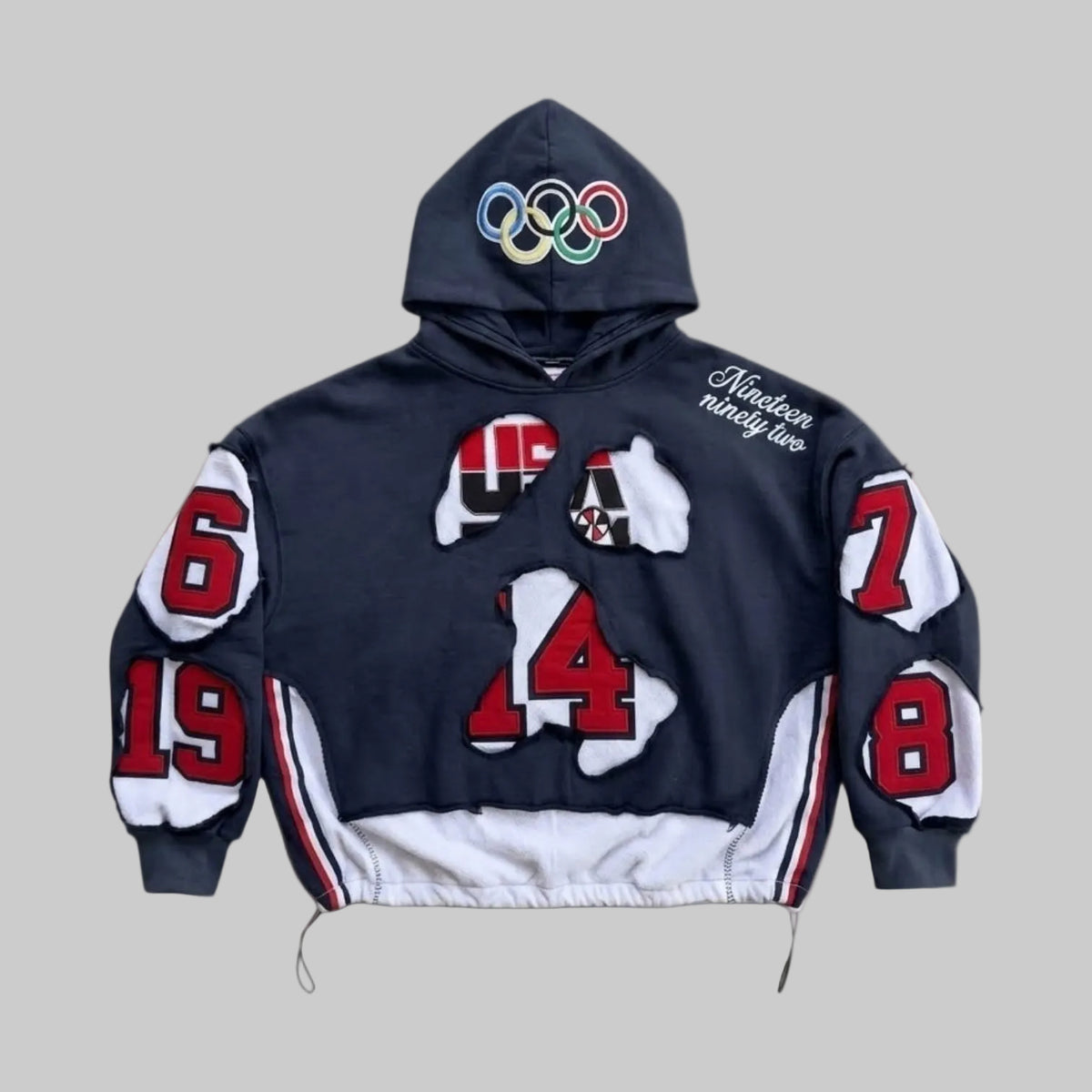 (PREORDER!!!!!) HANDMADE UPCYCLE HOODIE - DREAMTEAM (NAVY)