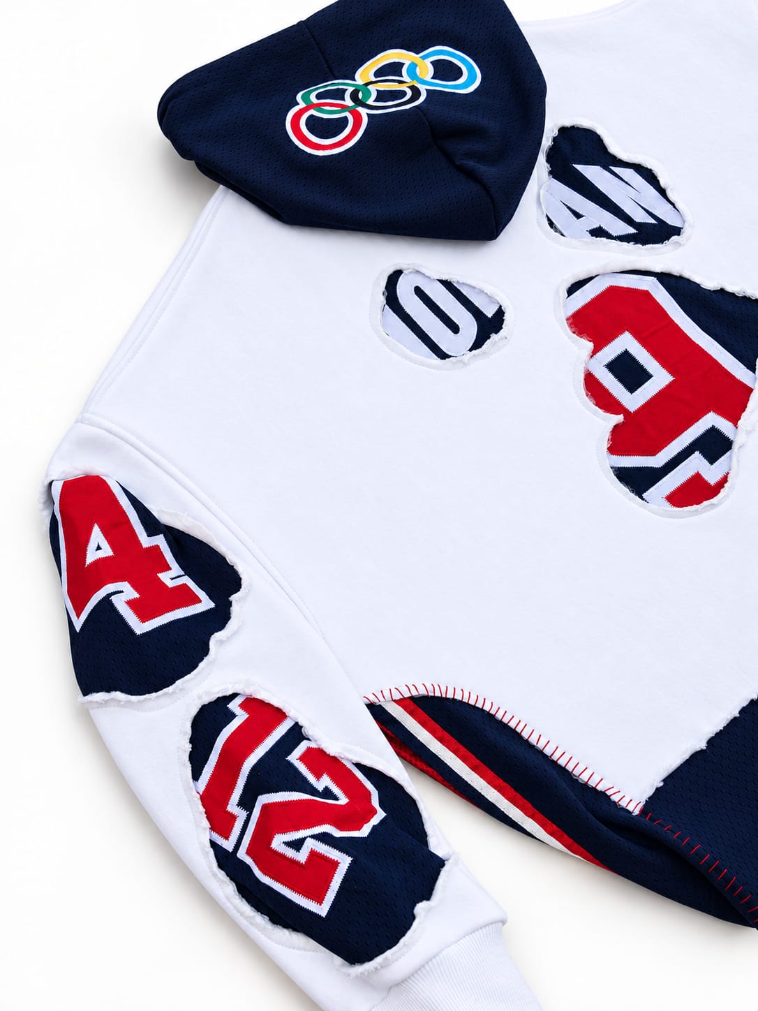 (PREORDER!!!!!) HANDMADE UPCYCLE HOODIE - DREAM TEAM (WHITE)