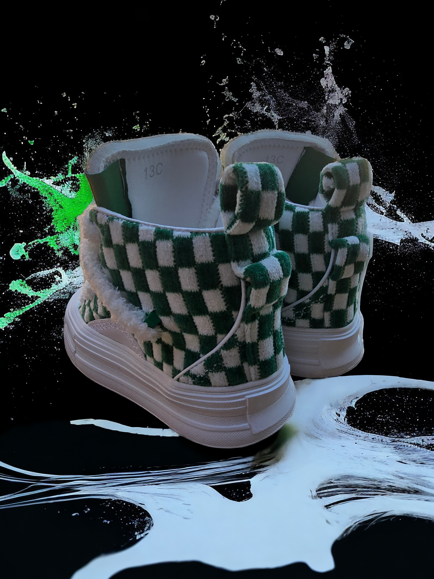 SIA KIDS "GREEN N WHITE CHECKERED " RERUN HIGH (BACK2SCHOOL)