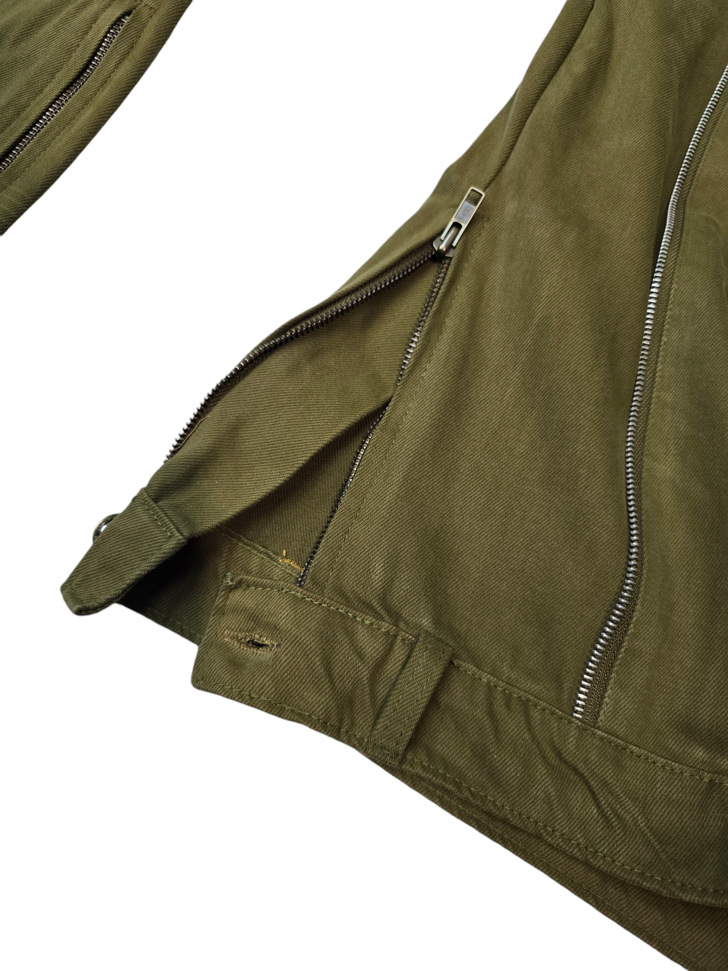 FW/24 SIA "OLIVE" ZIPPER TRIM CARGO UPSIDE DOWN JEANS