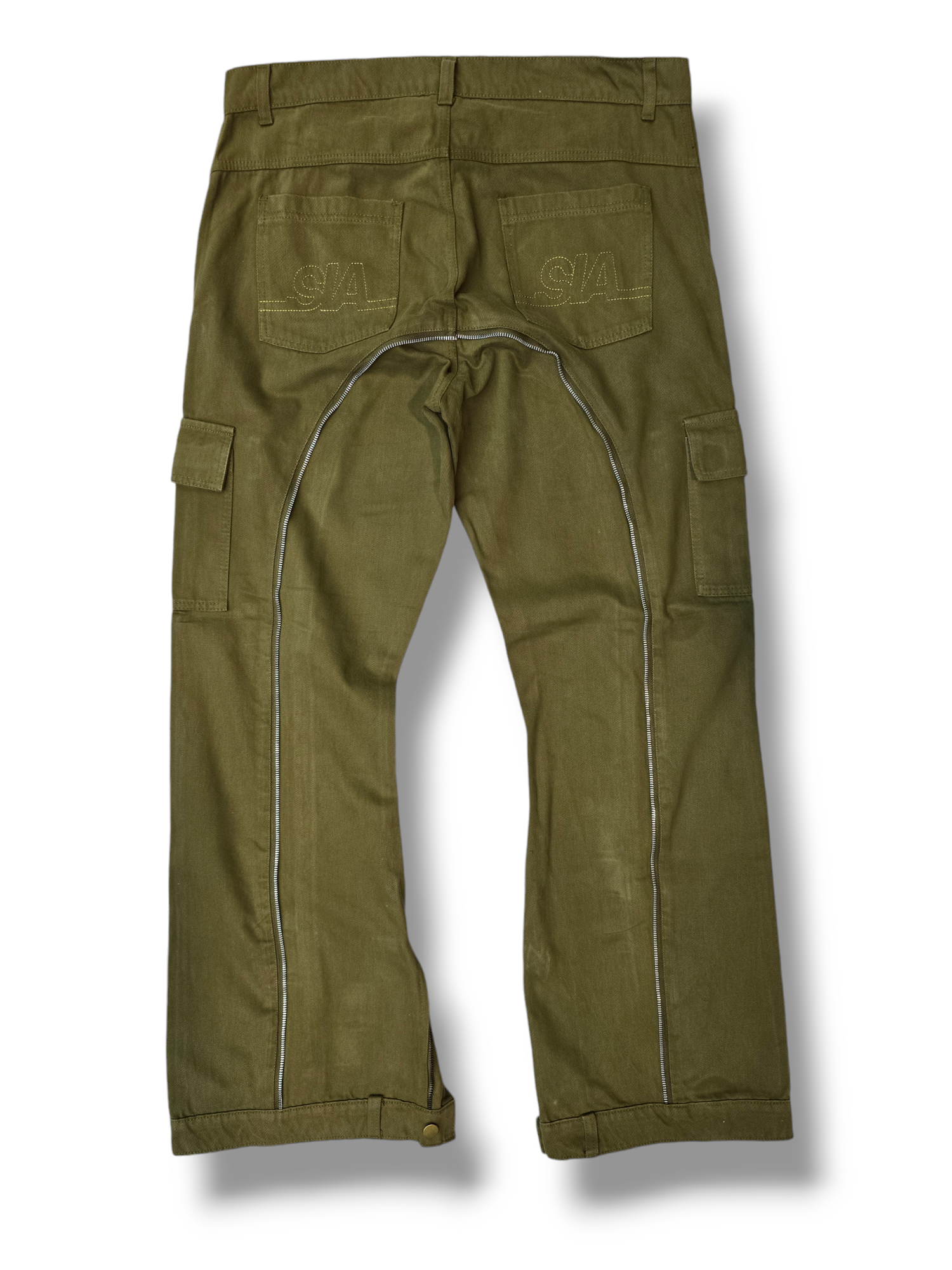 FW/24 SIA "OLIVE" ZIPPER TRIM CARGO UPSIDE DOWN JEANS