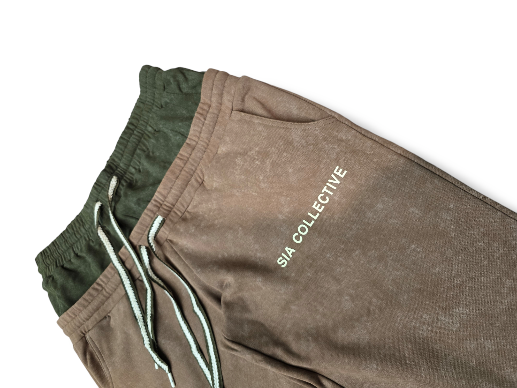 FW/24 SIA "COFFEE/OLIVE" STACKED DOUBLE SWEATPANTS