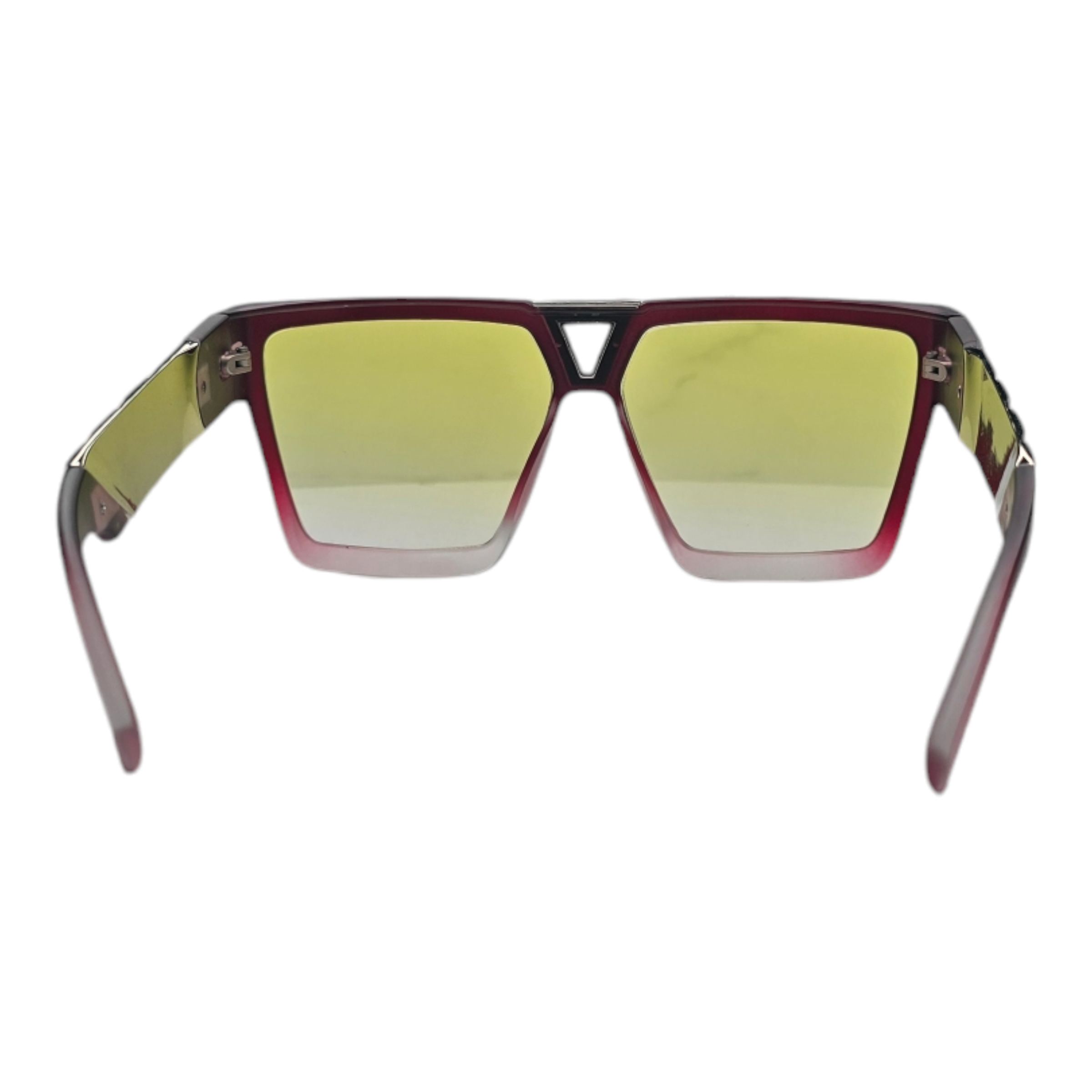 BURGUNDY TO CLEAR FADE - YELLOW LENSES CUBAN CHAIN GLASSES