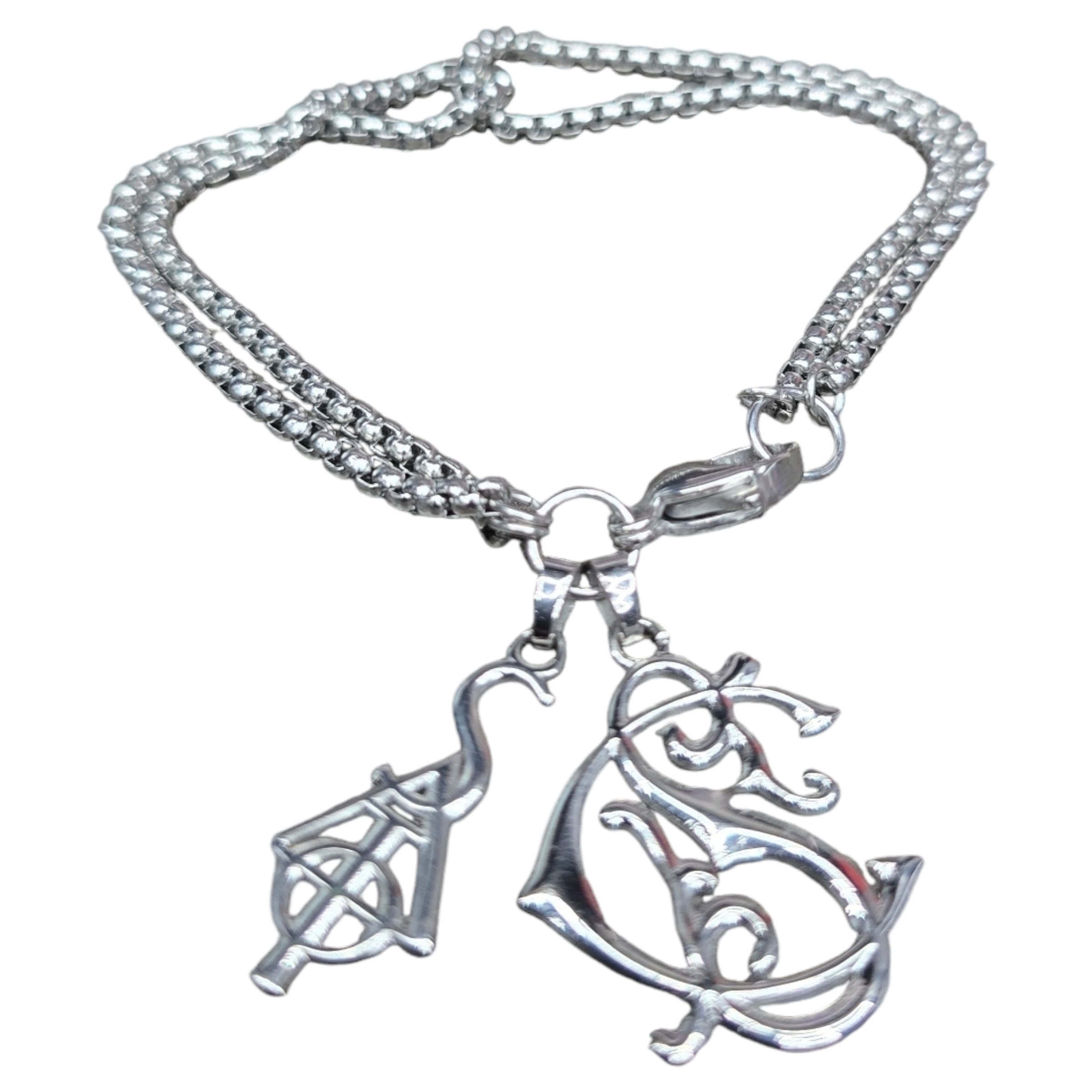 FW/24 SIA DOUBLE BOX LINK CHARM BRACELET - SILVER