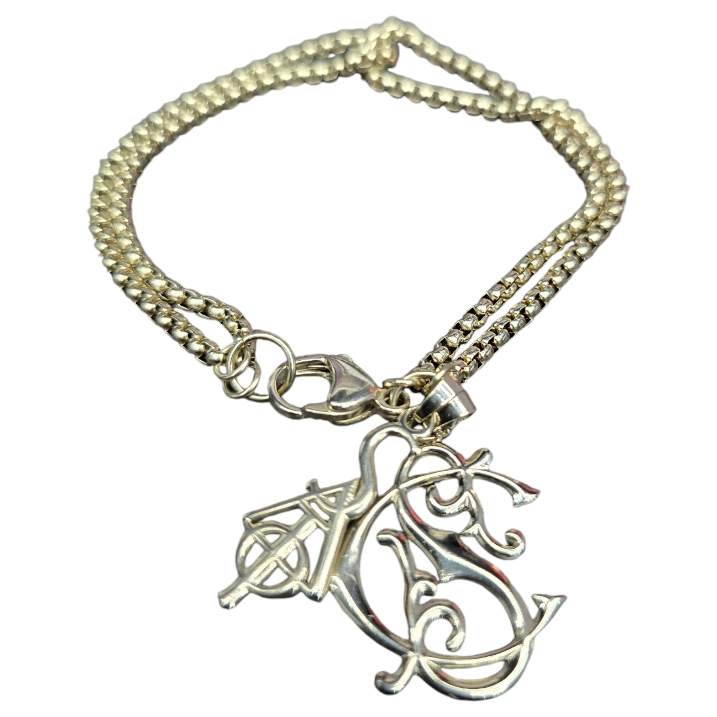 FW/24 SIA DOUBLE BOX LINK CHARM BRACELET - GOLD