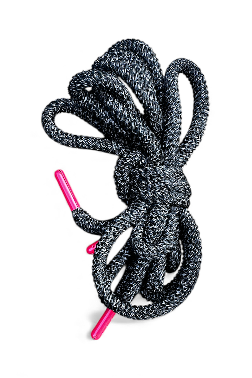 REFLECTIVE ROPE LACES (Black w/ Red tips )