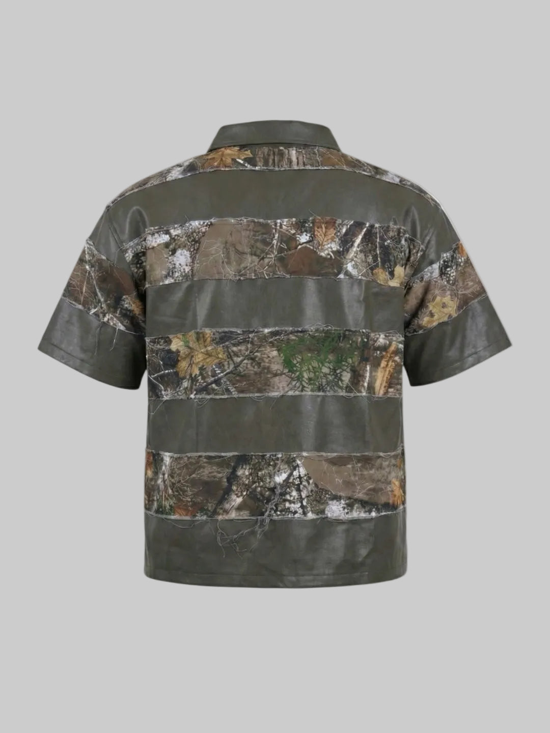 Leather Drop Shoulder Tree Camo Polo (Orange)