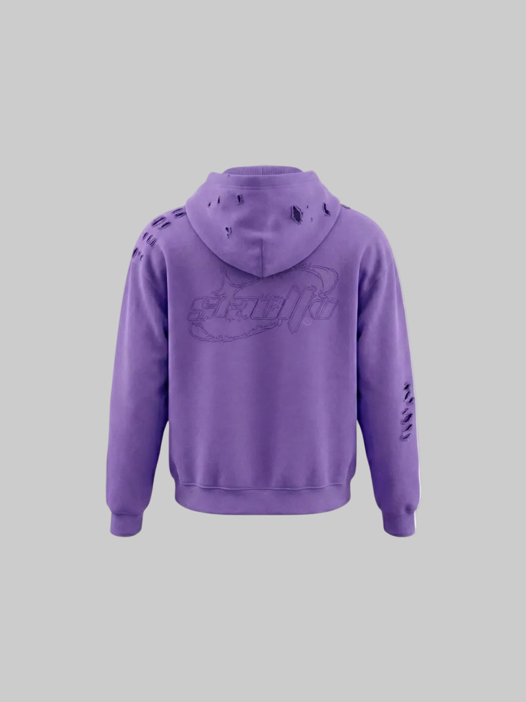 Distressed Relaxed Hoodie (Purple)
