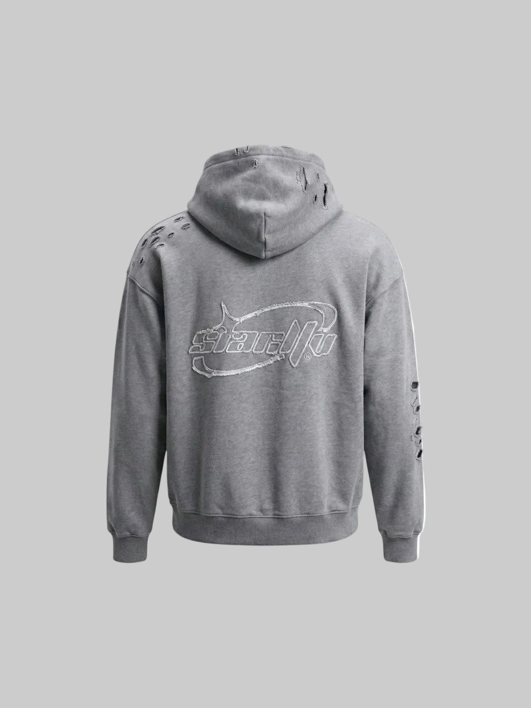 Distressed Relaxed Hoodie (Gray)