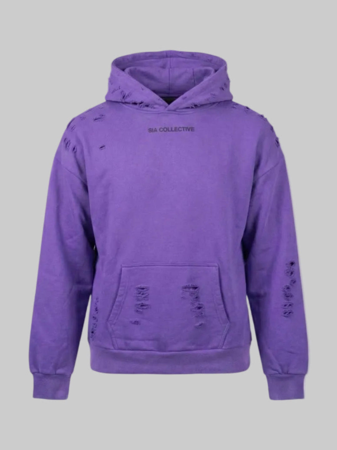 Distressed Relaxed Hoodie (Purple)