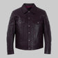 LEATHER MOTO JACKET (BURGUNDY)