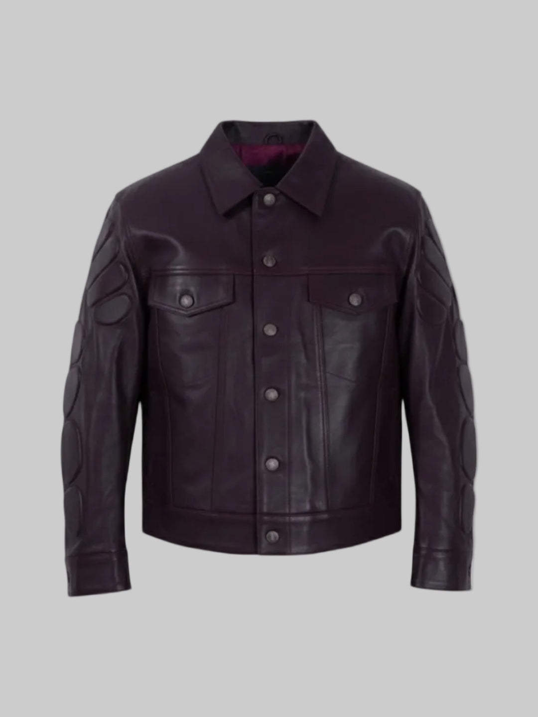 LEATHER MOTO JACKET (BURGUNDY)
