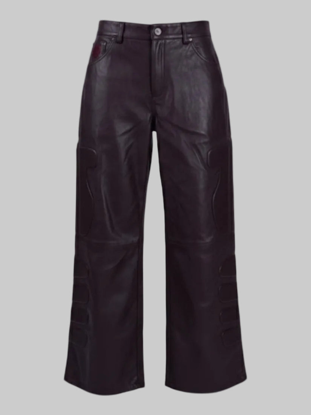 LEATHER MOTO PADDED PANTS (BURGUNDY)