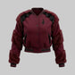 SIA HER Cropped Fur Varsity Jacket (Maroon)