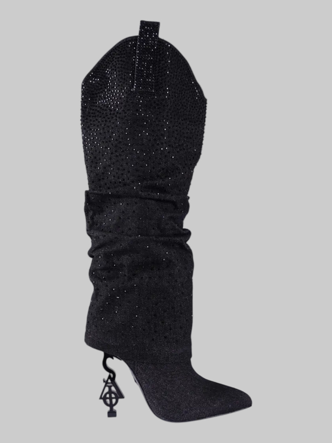 SIA HER DENIM RHINESTONE COWBOY BOOTS