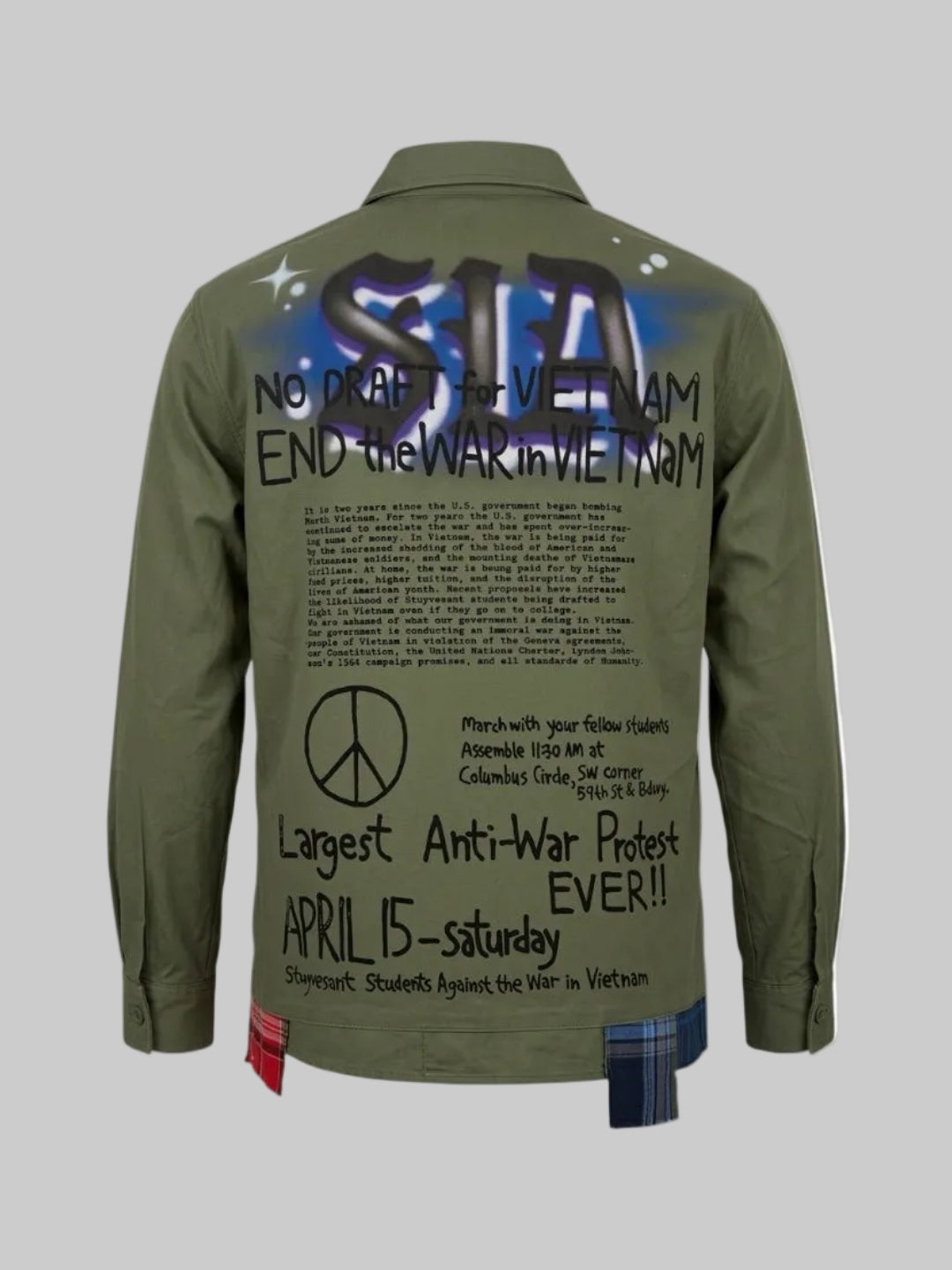 LOVE NOT WAR BUTTON UP (Olive)