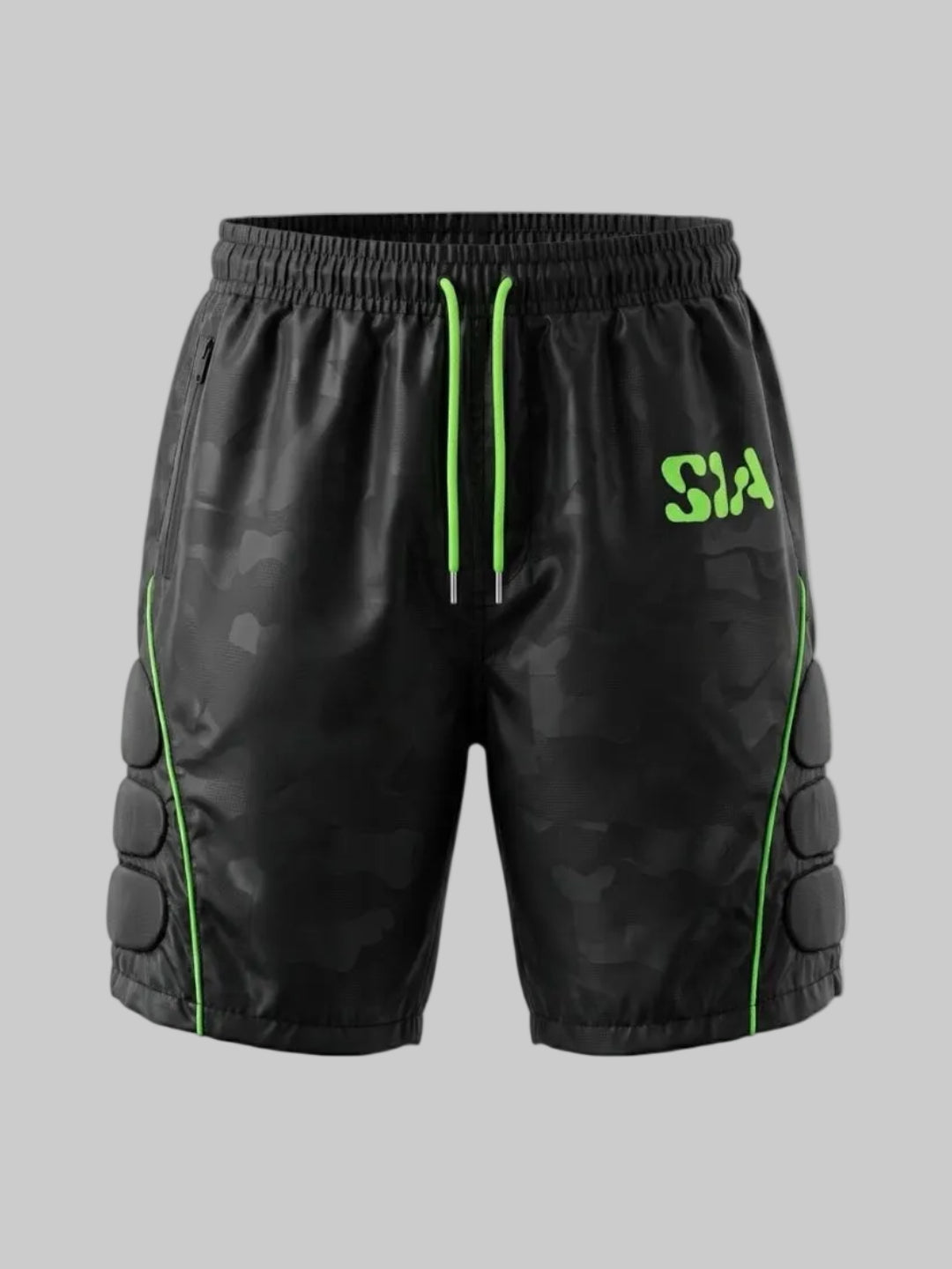 PADDED WINDBREAKER SHORTS (BLACK/VOLT)