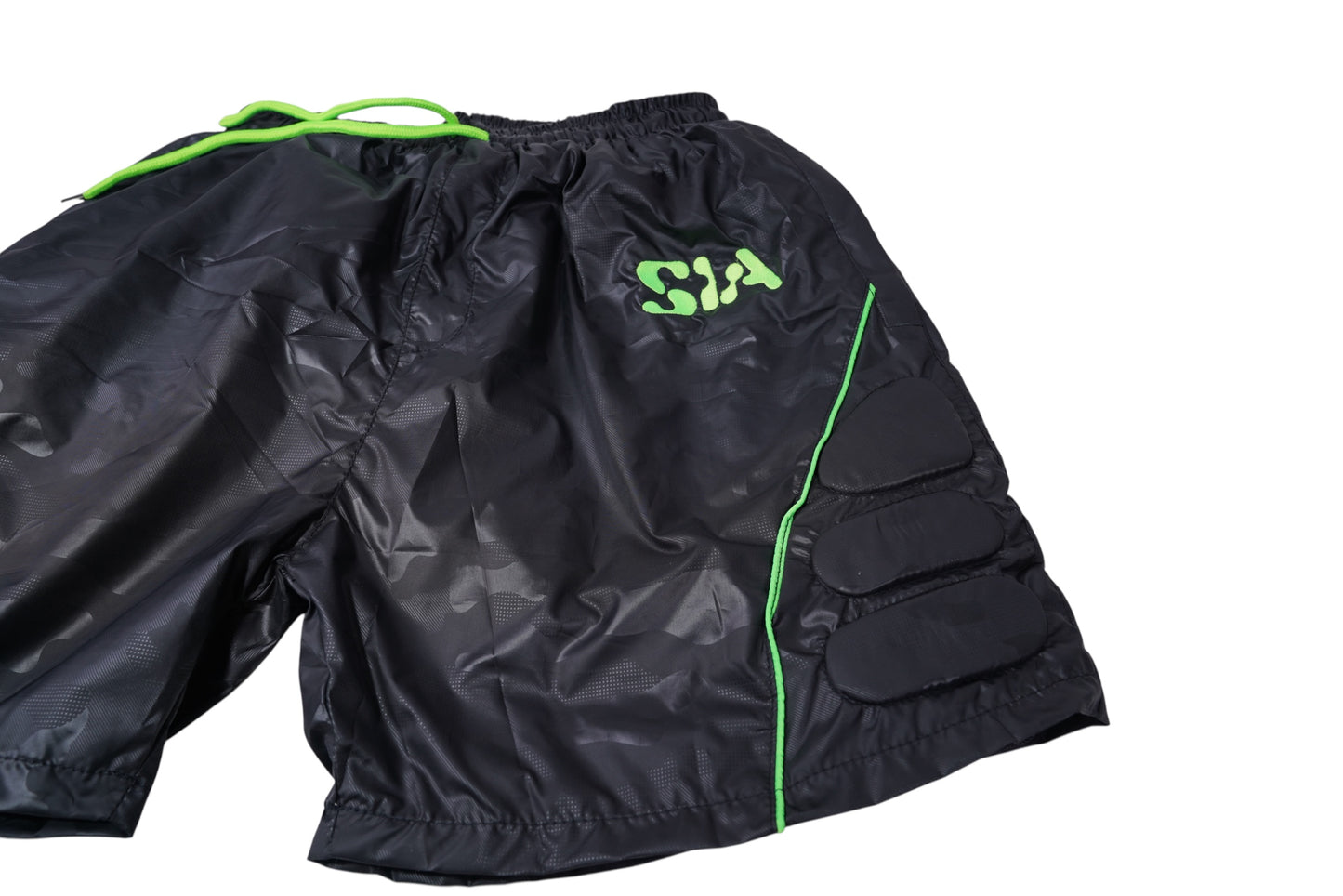 PADDED WINDBREAKER SHORTS (BLACK/VOLT)
