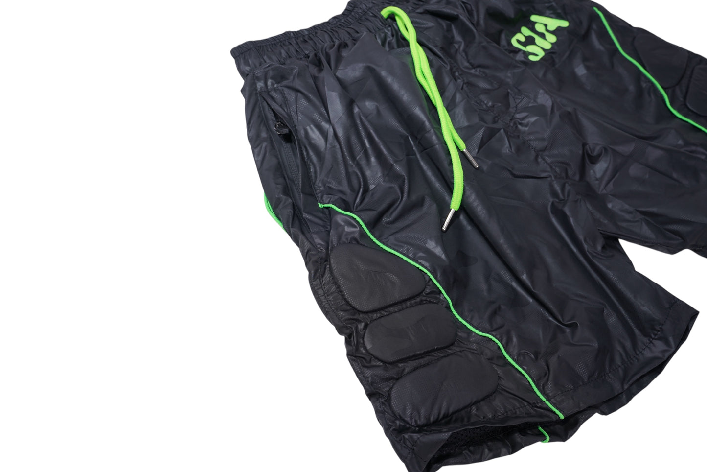 PADDED WINDBREAKER SHORTS (BLACK/VOLT)