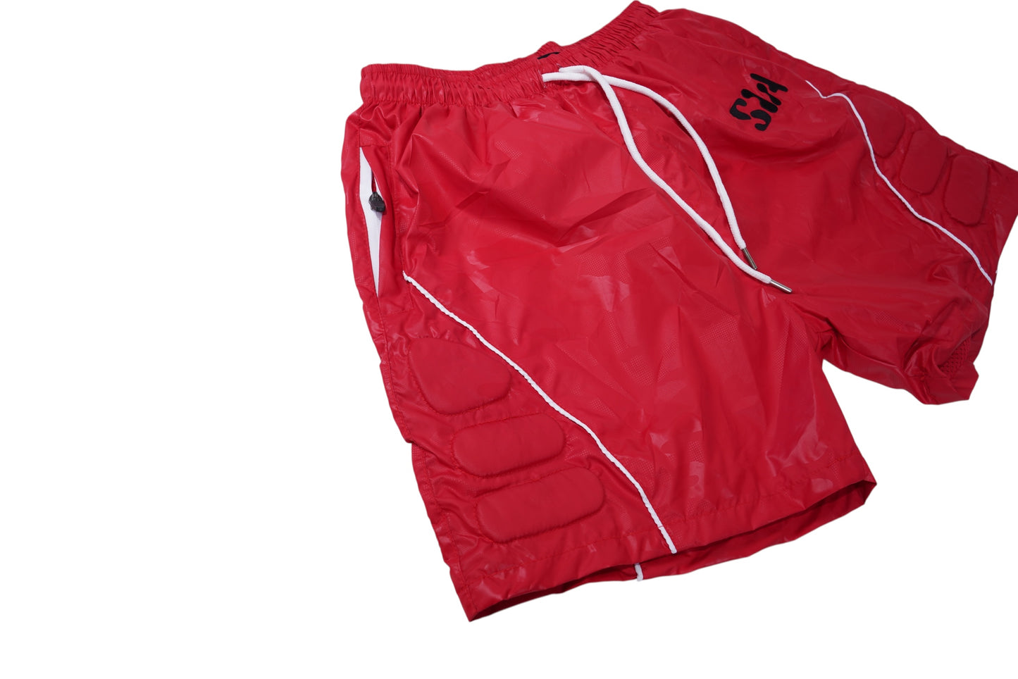 PADDED WINDBREAKER SHORTS (RED)