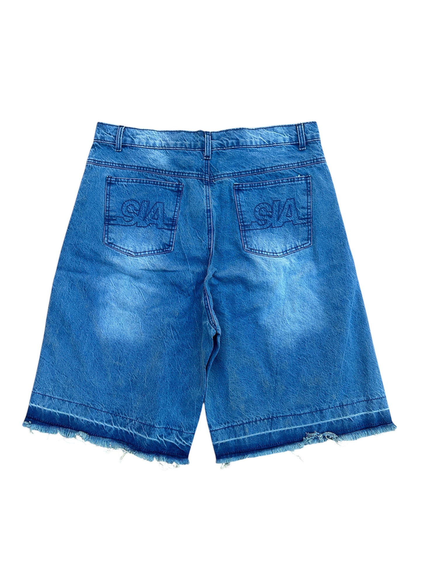 Patchwork Denim Shorts (Light Blue)