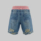 Double Waist Short (Peach Blue)