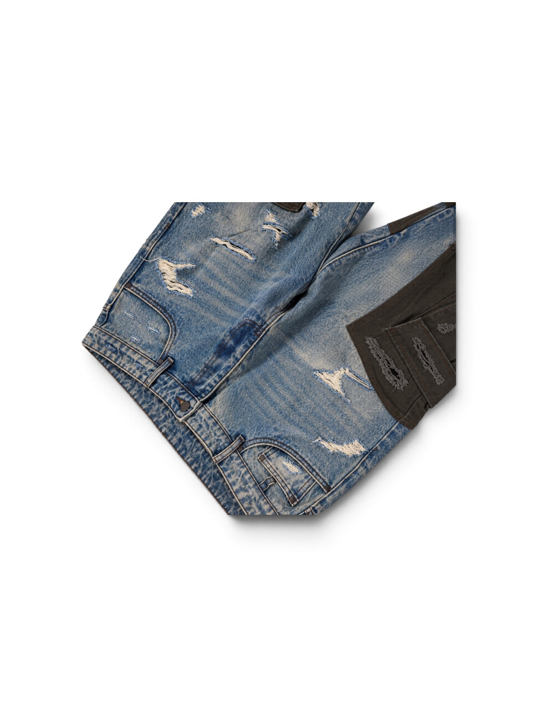 PATCHWORK CARGO JEANS (BLUE/GREEN)