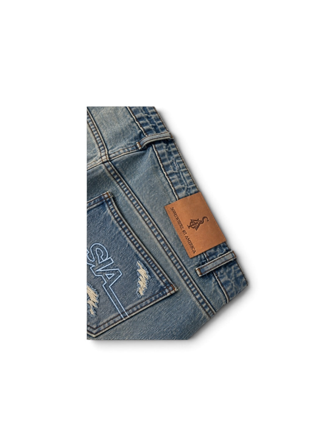 PATCHWORK CARGO JEANS (BLUE/GREEN)
