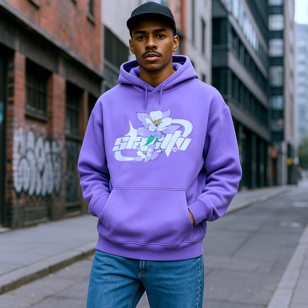 "AQUILEGIA CAERULEA" PUFF PRINT FLOWER HOODIE (BACK2SCHOOL)