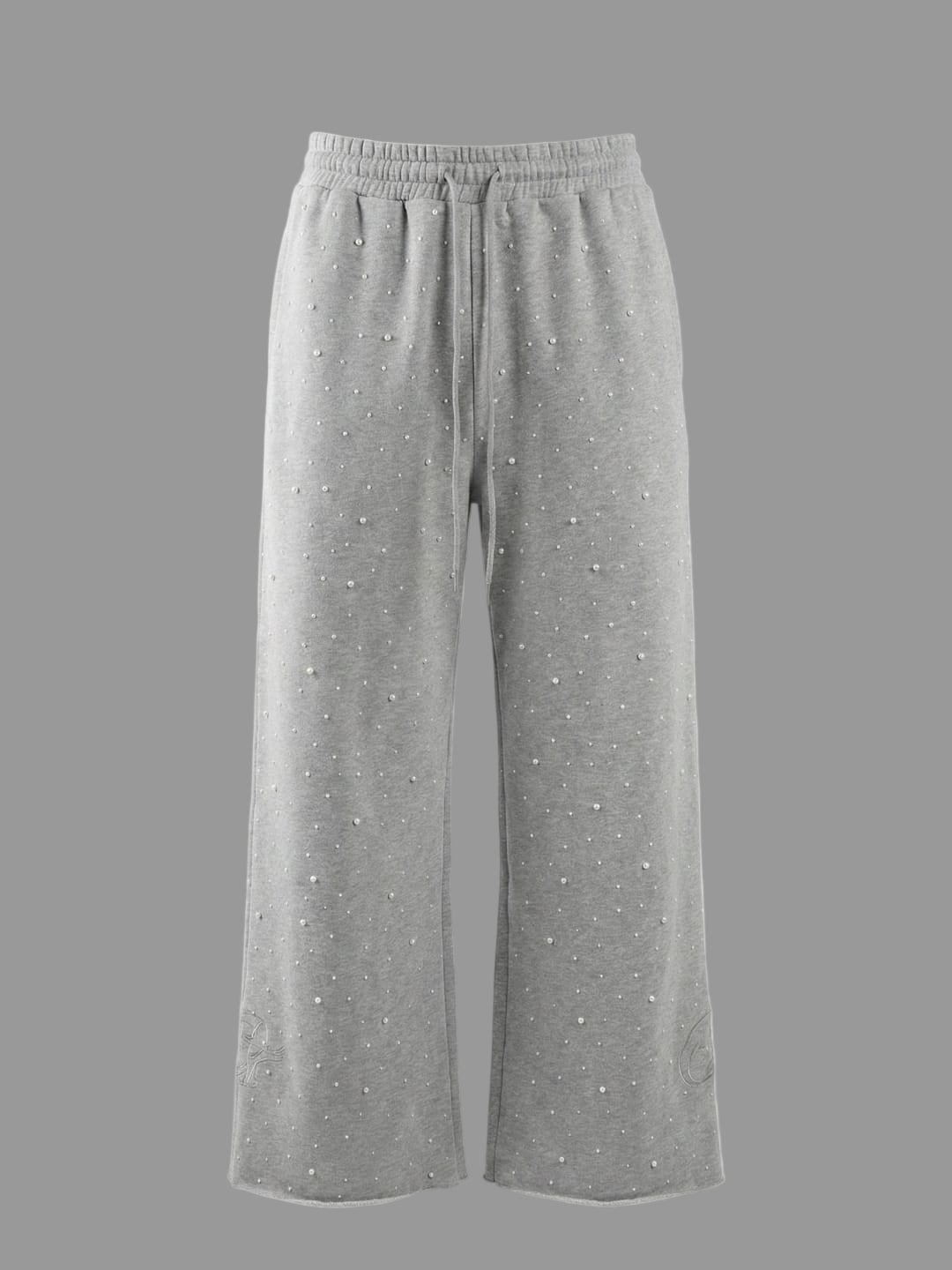 Pearl-Studded Wide-Leg Lounge Pant