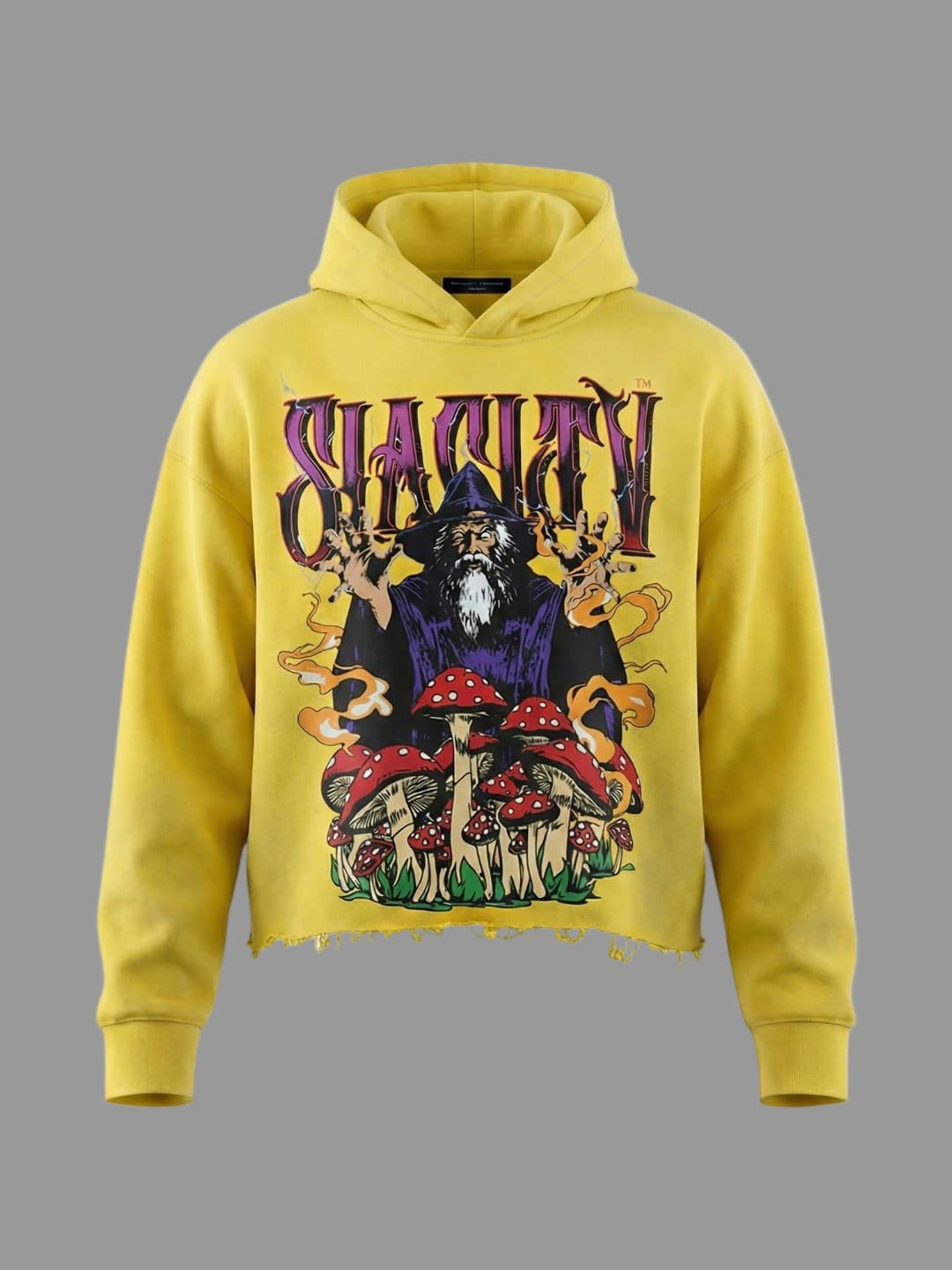 Wizard Graphic Crop-Hem Hoodie (Sunburst Yellow)