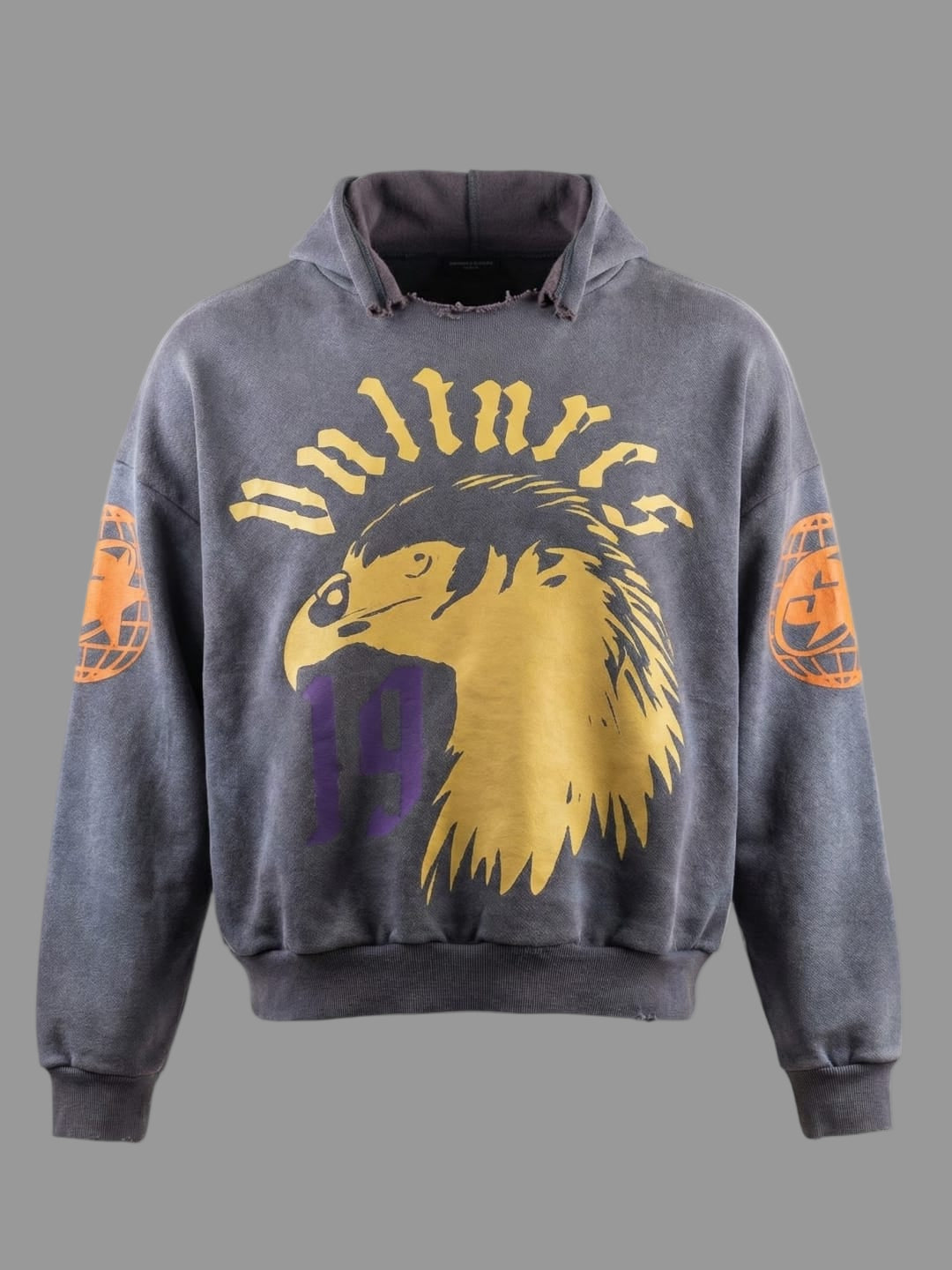 World Tour Vultures Hoodie (Charcoal Acid Wash + Gold)