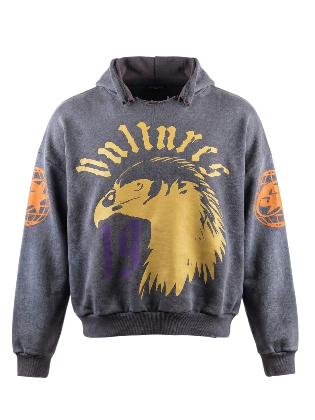 World Tour Vultures Hoodie (Charcoal Acid Wash + Gold)