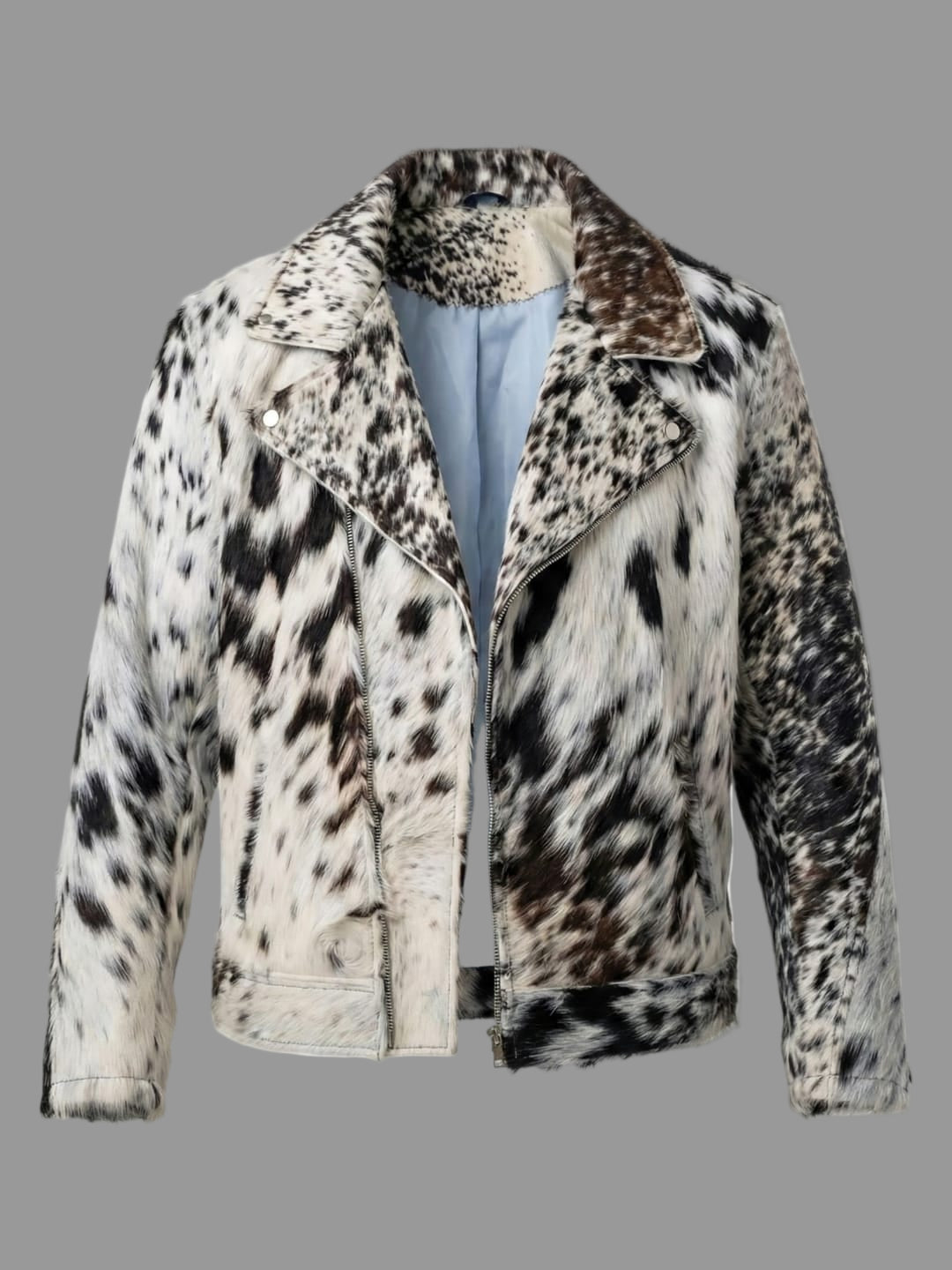 Premium Cowhide Moto Jacket (Black & White)